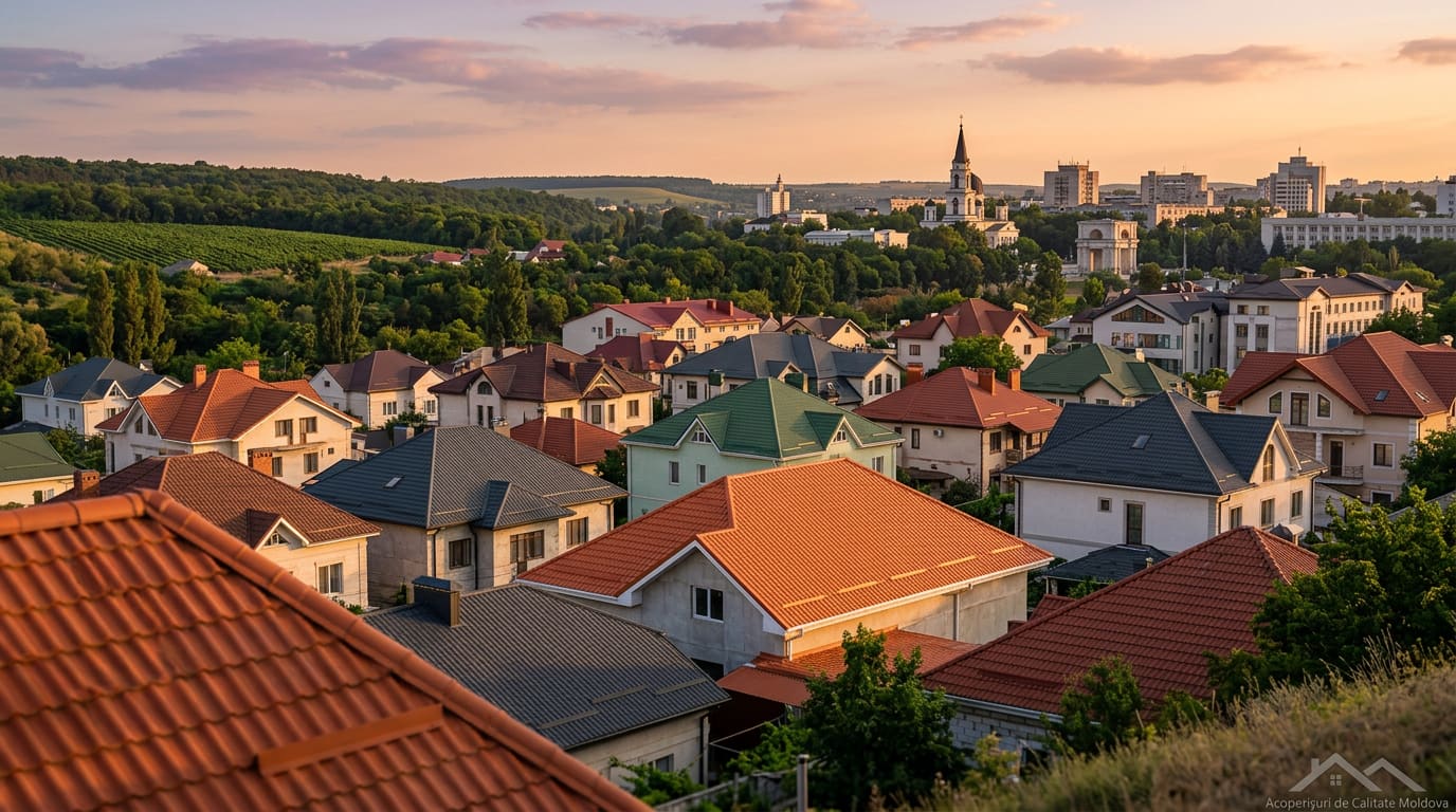 Acoperișuri case rezidențiale Chișinău Moldova — vedere panoramică